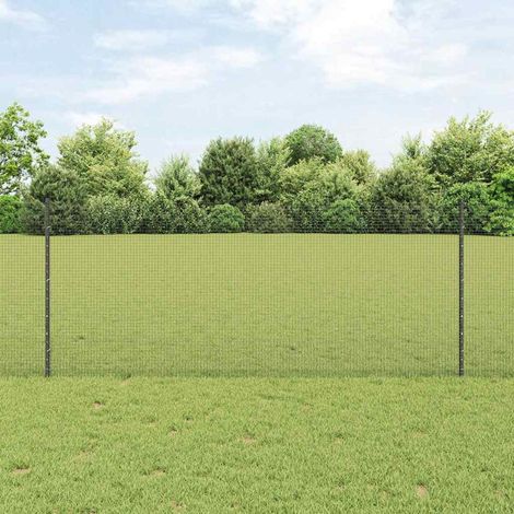 Zaun mit Pfosten Grau 1 x 10 m Stahl