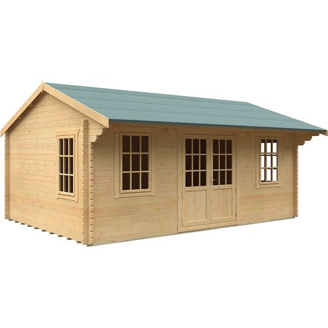 20x14 The Dalton 44mm Cabin - L595 x W415 x H303.6 cm - Solid Wood/Softwood/Pine - Natural