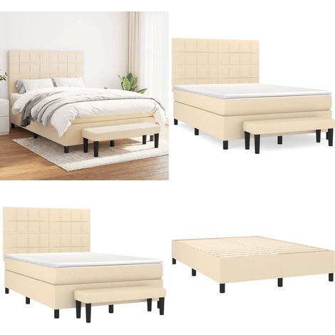 Boxspringbett mit Matratze Creme 140x200 cm Stoff - Boxspringbett - Doppelbett - Cremefarbenes Bett - Betten Mit Stauraum - Federkernmatratze - Home & Living (1/5)