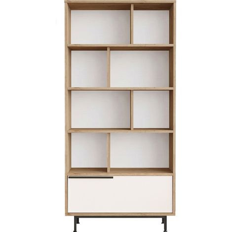 Bibliothèque en bois "ON4-SW" - 84 x 30 x 176 cm - Blanc
