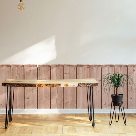 Papier peint découpé préencollé, soubassement, planches de bois rose, imitation bois, rose pâle, raccordable, 83 cm X 195 cm (1/5)