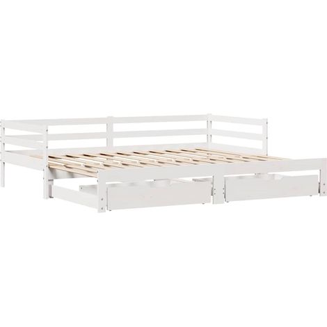 Lit de jour avec gigogne et tiroirs sans matelas blanc 90x190cm vidaXL (1/5)