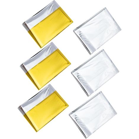 Manta de emergencia de 6 piezas,Manta de rescate de 210 x 160 cm,Manta aislante portátil para exteriores,Manta de supervivencia impermeable (1/5)