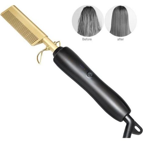 Brosse à lisser Peigne chauffant à chaud Cheveux Styler droit Ondulation Fer à friser (1/4)