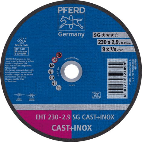 PFERD TOOLS Trennscheibe EHT 230x2,9x22,23 mm gerade Leistungslinie SG CAST+INOX für Guss/Edelstahl 25 Stk (1/4)
