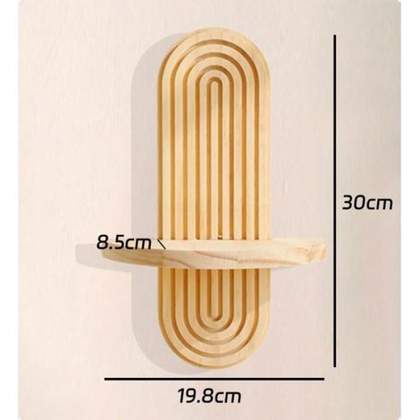 Etagere Murale - Bois Massif - 30 x 19,8 x 8,5 Cm - Pour Salle De Bain Chambre Salon Couloir - Lot De 2 (1/5)