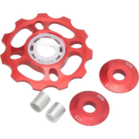 11-Zahn-Schaltwerksröllchen, Keramiklager, CNC-gefräste Aluminiumlegierung, für 8-, 9-, 10- und 11-fach-Schaltwerke, rot (1/5)