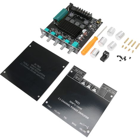 Module d'amplification numérique BT 2.1 canaux 50 W / 100 W pour caisson de basses sans fil et haut-parleur