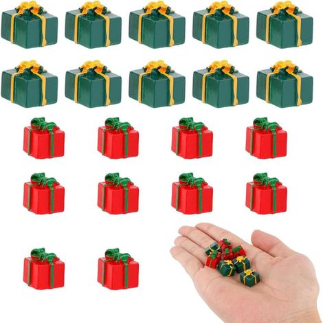 20pcs Mini Boîtes d'Ornement de Noël, Coffrets Cadeaux Colorés en Résine pour Décoration d'Arbre et Travaux Manuels de Bricolage