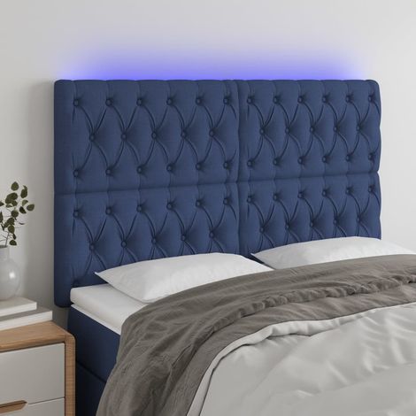 Cabecero con luces LED tela azul 160x7x118/128 cm vidaXL (1/5)