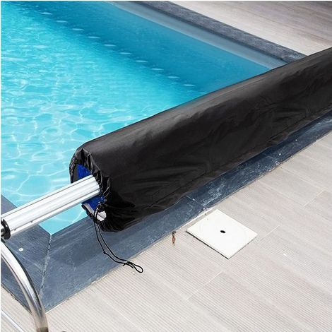 Housse Protection Enrouleur Piscine, Bâche Oxford 210D Imperméable, Anti-UV Anti-Vent Anti-Poussière, Noir, 730x76 cm (1/4)