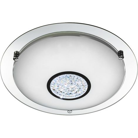 Searchlight Bathroom - Plafonnier affleurant de salle de bains à LED intégré Chrome, miroir IP44 (1/5)