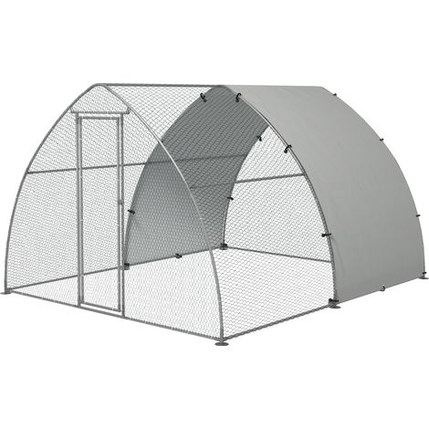 Galvanised Outdoor Chicken Coop,  Cover, for 8-12 Chickens, Hens, Ducks, Rabbits, 3 x 3.8 x 2.2m - Silver Tone (1/5)