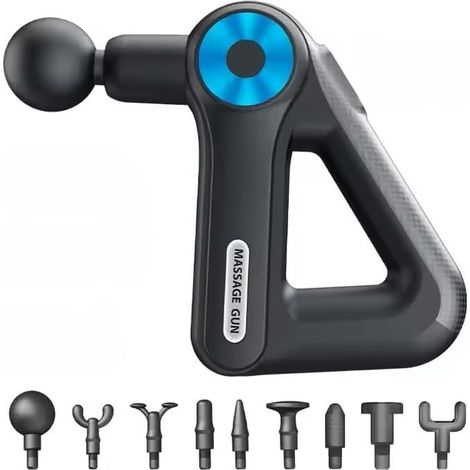 Pistolet de Massage Portable à Intensité Faible à Moyenne, Masseur Personnel des Tissus Mous pour Soulagement de la Douleur au Dos, aux Jambes, au Cou, aux Épaules et aux Bras, avec 9 Accessoires (1/5)