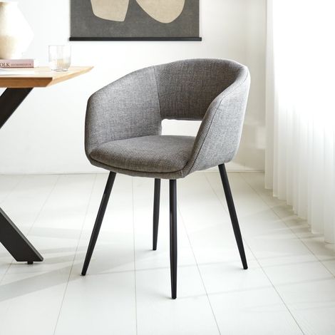 Skandinavisch Esszimmerstuhl Muschelform Don aus grauem Stoff – (1/5)