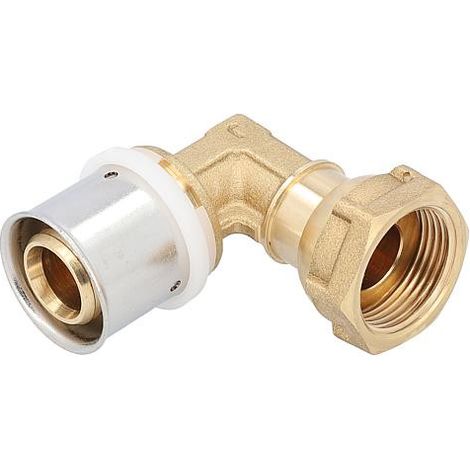 Raccord a sertir pour multicouche contour TH, coude a presser + ecrou, 26x3 - 3/4" fem