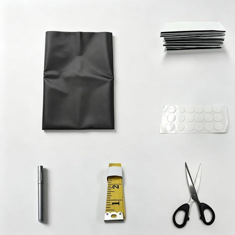 Store Occultant sans Perçage, 300 x 145 cm, 100% Occultant, Noir Rideau Pare-soleil Anti-Chaleur en Tissu Oxford 420D, Film Occultant Découparable, Isolation pour Fenêtres de Toit Maison