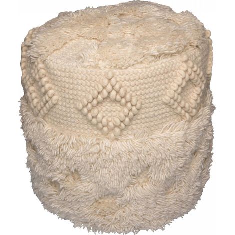 Tabouret semi artisanal en laine ZAKi 35x35 naturel