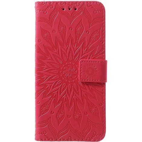 Étui portefeuille pour Samsung Galaxy M20 (Power) - Motif tournesol - Rouge - Coque avec rangement cartes (1/5)