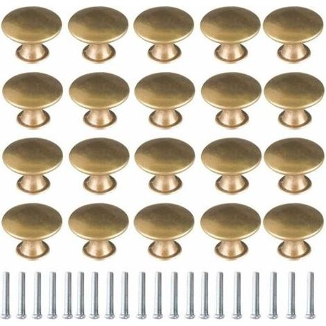 Bouton de Porte Laiton 20 Pièces Vintage Laiton Poignées Boutons de Meuble Boutons Porte de Tiroir Poignée de Meuble Bouton de Meuble Vintage pour Tiroir Armoire Meuble Cuisine de Placard (1/4)