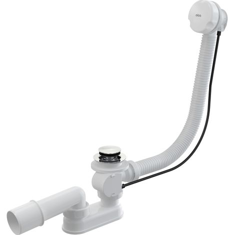 Sifón para bañera, tapón automático, blanco (1/2)