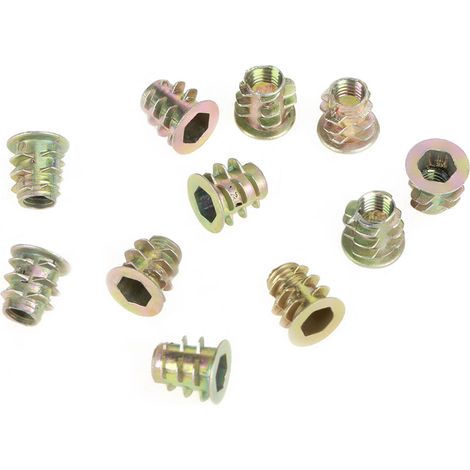 50 écrous à tête hexagonale en alliage de zinc M510 mm pour meubles, filetés pour inserts en bois