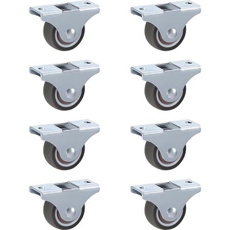 Lot de 8 Roulettes Silencieuses en TPR sans Frein Ø 25 x 13 mm Pour La Chaise Chariot Meuble Caoutchouc Roulettes de Transport avec Montage en Plaque (1/5)