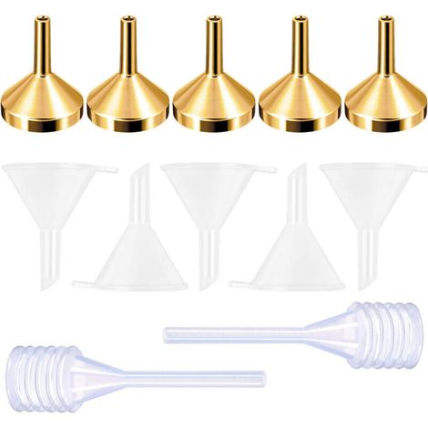 Set mit 4 kleinen Parfümtrichtern aus Edelstahl mit Pipette, Mini-Metalltrichter, Parfümtrichter zum Befüllen von Zerstäubern und Flüssigkeiten (silber, 18 mm Durchmesser)