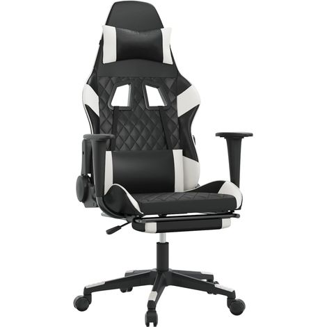 Maison Exclusive - Sedia da Gaming con Poggiapiedi Nero e Bianco in Similpelle