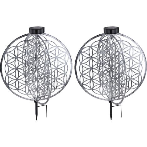 Solarlampe orientalische Dekoleuchte Gartenlampe Lebensblume Solar Solarleuchte für Außen, Metall, Erdspieß, 1x LED, LxBxH 40x40x51 cm, 2er Set