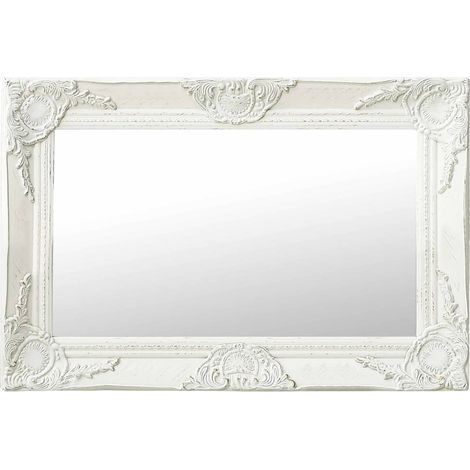 vidaXL Espejo de pared estilo barroco blanco 60x40 cm (1/5)