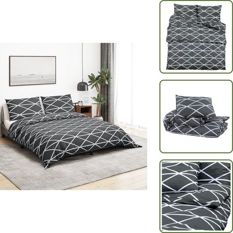 Ensemble de housse de couette Gris 200x200 cm Coton - Housses De Couette - Linge De Lit - Drap Housse - Literie - Coton (1/5)