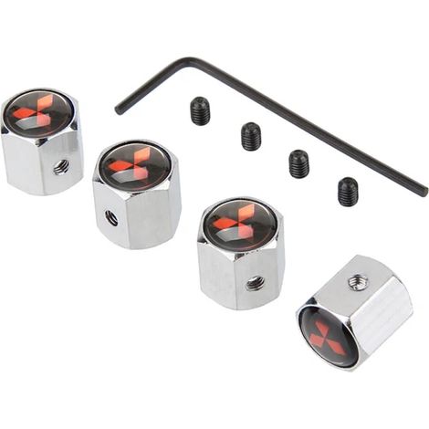 (C Argent) Bouchon de valve antivol pour roue de voiture extérieure, compatible avec ASX, Ralliart, Outlander, Lancer, Pajero, Eclipse, Galant (accessoires) (1/5)