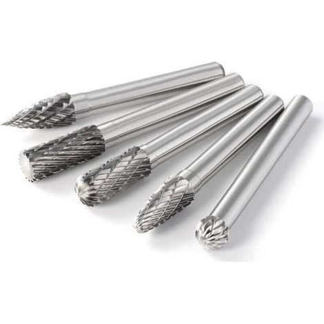 Fraises rotatives en carbure de tungstène – Lot de 5 pièces, diamètre 8 mm, tige cylindrique 6 mm, référence BI044 (1/3)