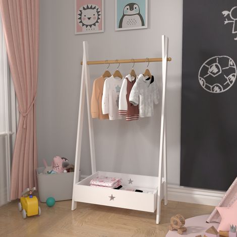 Perchero burro infantil Laxe 126 x 73 x 43 cm bambú MDF natural/blanco [en.casa]