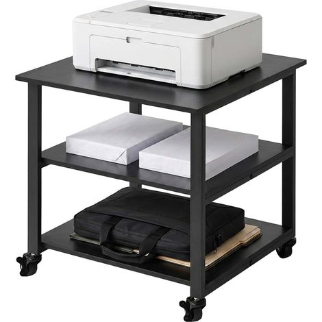 Under-Desk Printer Stand with Castors - Black, 3-Tier (1/5)