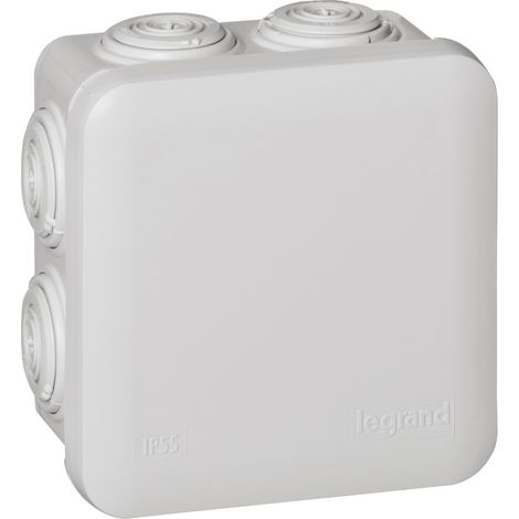 Caja de derivación estanca cuadrada Plexo - gris RAL7035 - 650°C - IP55 80x80x45
