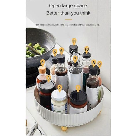 Rangement de cuisine avec étagère rotative, support à épices et boîte à épices verte (1/5)