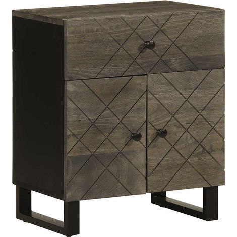 Mesita de noche madera maciza de mango negra 50x33x60 cm vidaXL