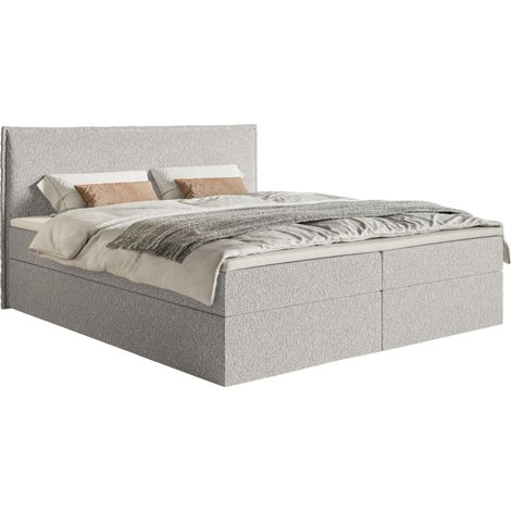 Selsey Softie – Boxspringbett 180x200 cm mit Topper und Stauraum, Chenille, Hellgrau (1/5)