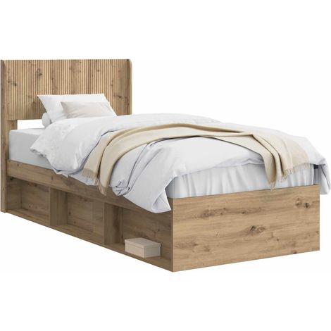 Bed Frame with Storage and Headboard Artisan Oak 90 x 190 cm vidaXL (1/5)
