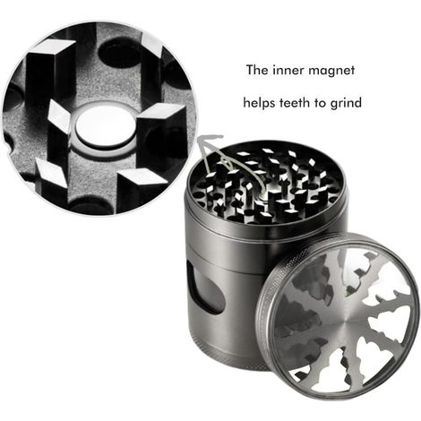 Broyeur à herbes 4 niveaux 60 mm en alliage de zinc avec couvercle magnétique (1/4)