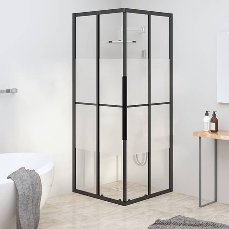 vidaXL Cabine de douche ESG semi-dépoli 80x80x180 cm Noir (1/5)
