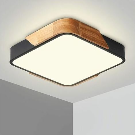 GHOST LED Ceiling Light 24W Ceiling Lamp with Remote Control Adjustable Brightness Modern Ultra Thin Square Bathroom Light Fixture for Home Office, Black 30cm (1/5)