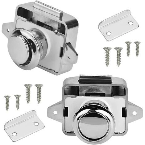 Ulisem 2pcs Push Lock Furniture Lock RV Metal Lock Push Button Lock Drawer Lock Furniture Push Lock Spring Lock (1/4)