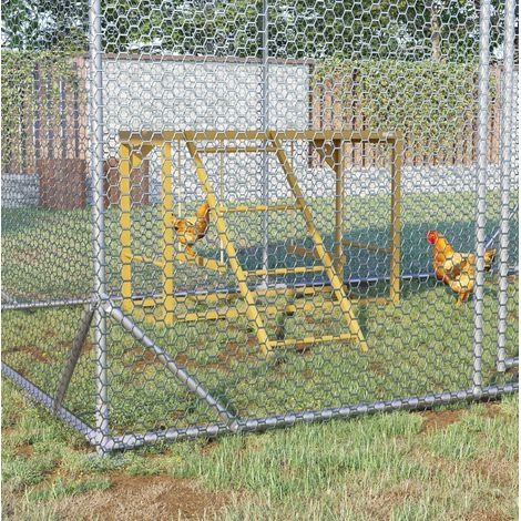 Aire de jeu pour poules en bois avec balançoires et échelle, naturel DESVIAE (1/5)