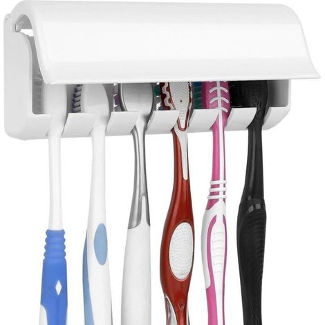 Porte-brosse à dents mural avec couvercle pour douche, organisateur gain de place pour camping-car, porte-brosse à dents (1/5)