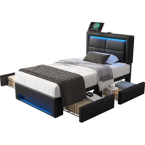 Banquette pliable en velours côtelé bleu avec rangement et pieds en bois, charge 150 kg - CHICFURN (1/5)