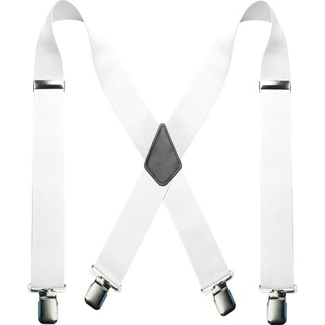 Hosenträger für Herren, 5 cm, mit 4 sehr starken Metallclips, verstellbar und elastisch, Einheitsgröße. (1/4)