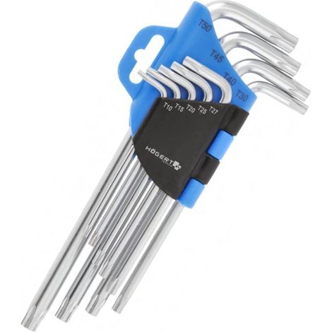 Clé Compatible avec Tamper-Torx, Longue, Set de Tournevis Torx, Cle Torx, Ensemble Torx, Jeu de Clés Torx Résistant à la Déformation et à l'Usure - 9 Pièces (1/5)